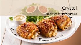  Presentation with roasted chicken - Theme enhanced with roasted chicken thighs and vegetables background and a lemonade colored foreground
