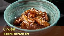  Presentation with black ceramic - Slides having roasted-chicken-wings-in-teriyaki background and a tawny brown colored foreground