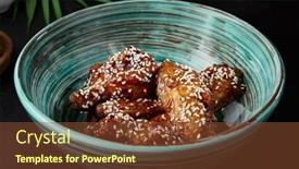  Presentation with asian chopsticks - PPT theme with roasted-chicken-wings-in-teriyaki background and a  colored foreground
