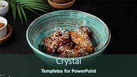  Presentation with black ceramic - PPT theme featuring roasted-chicken-wings-in-teriyaki background and a tawny brown colored foreground