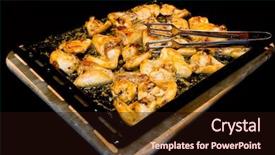  Presentation with restaurant menu black board chalkboard - Presentation theme having roasted chicken wings on wooden background and a  colored foreground