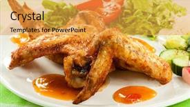  Presentation with restaurant menu - Beautiful slides featuring roasted chicken wings with vegetables backdrop and a yellow colored foreground