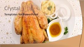  Presentation with roasted chicken - PPT theme featuring roasted-chicken-with-mashed-potato background and a lemonade colored foreground