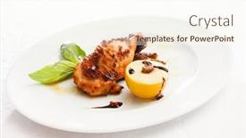  Presentation with roasted chicken - Slide set with roasted chicken with sauce background and a cream colored foreground