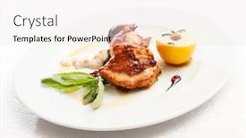  Presentation with roasted chicken - Cool new PPT layouts with roasted chicken with sauce backdrop and a sky blue colored foreground