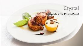  Presentation with roasted chicken - Slide set consisting of roasted chicken with sauce background and a white colored foreground