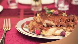  Presentation with roasted chicken - PPT layouts featuring roasted chicken with vegetables thanksgiving or christmas theme background and a red colored foreground