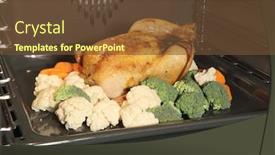  Presentation with roasted chicken - Amazing presentation theme having roasted chicken with vegetables in the oven backdrop and a tawny brown colored foreground