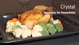  Presentation with roasted chicken - Audience pleasing presentation theme consisting of roasted chicken with vegetables in the oven backdrop and a tawny brown colored foreground