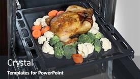  Presentation with roasted chicken - Cool new slide deck with roasted chicken with vegetables in the oven backdrop and a dark gray colored foreground