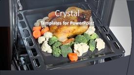  Presentation with roasted chicken - Amazing slide set having roasted chicken with vegetables in the oven backdrop and a dark gray colored foreground