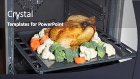  Presentation with roasted chicken - Presentation design consisting of roasted chicken with vegetables in the oven background and a dark gray colored foreground