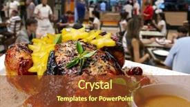  Presentation with roasted chicken - Presentation theme featuring roasted chicken in the wood background and a tawny brown colored foreground