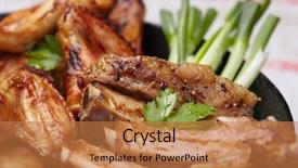  Presentation with roasted chicken - Beautiful slide deck featuring roasted chicken backdrop and a coral colored foreground