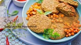 Presentation with spicy food - Beautiful theme featuring roasted-chickpeas-falafel-patties backdrop and a gold colored foreground