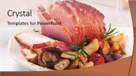  Presentation with mushrooms - Audience pleasing slide deck consisting of roasted christmas ham with mushrooms backdrop and a coral colored foreground