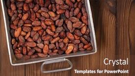  Presentation with cocoa beans - Theme with roasted-cocoa-chocolate-beans background and a tawny brown colored foreground