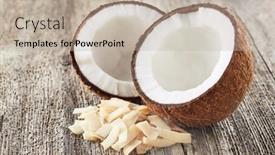  Presentation with coconut - Beautiful presentation design featuring roasted-coconut-chips-flakes backdrop and a mint green colored foreground