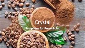  Presentation with ingredients brown sugar coffee beans - Presentation theme with roasted-coffee-beans-and-ground background and a red colored foreground