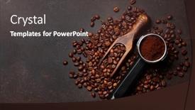  Presentation with coffee beans - PPT theme with roasted-coffee-beans-and-ground background and a tawny brown colored foreground