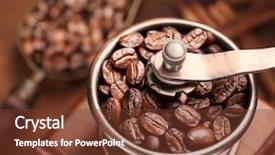  Presentation with sack of coffee beans - PPT theme enhanced with roasted coffee beans are ground background and a  colored foreground