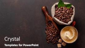  Presentation with coffee beans - Beautiful PPT theme featuring roasted-coffee-beans-brown-sugar backdrop and a wine colored foreground