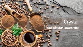  Presentation with coffee beans - Audience pleasing theme consisting of roasted coffee beans ground coffee backdrop and a violet colored foreground