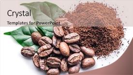  Presentation with coffee beans - Beautiful slides featuring roasted coffee beans ground coffee backdrop and a coral colored foreground
