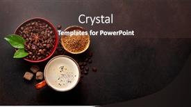  Presentation with coffee powder in machine - Presentation theme having roasted-coffee-beans-ground-powder background and a tawny brown colored foreground