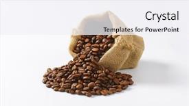  Presentation with sack of coffee beans - Slide deck consisting of roasted coffee beans in burlap background and a sky blue colored foreground