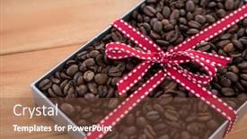  Presentation with coffee beans - Slide deck having roasted-coffee-beans-in-gift background and a  colored foreground