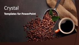  Presentation with coffee beans - Slide deck having roasted-coffee-beans-in-scoop background and a dark gray colored foreground