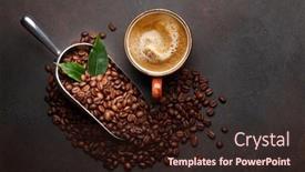  Presentation with coffee beans - PPT layouts with roasted-coffee-beans-in-scoop background and a wine colored foreground