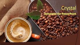  Presentation with coffee beans - Presentation theme with roasted-coffee-beans-in-scoop background and a tawny brown colored foreground