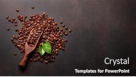  Presentation with coffee beans - Amazing slide set having roasted-coffee-beans-in-wooden backdrop and a dark gray colored foreground