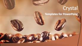  Presentation with coffee beans - Colorful presentation theme enhanced with roasted coffee beans is falling backdrop and a coral colored foreground