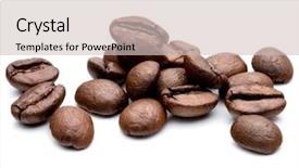  Presentation with coffe - Slide set having roasted coffee beans isolated background and a soft green colored foreground