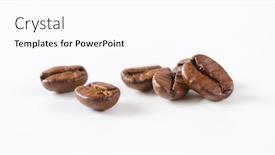  Presentation with coffee beans - Amazing presentation design having roasted-coffee-beans-on-white backdrop and a pink colored foreground