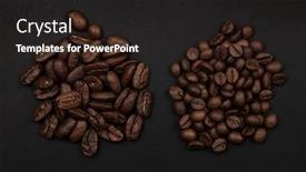  Presentation with coffee beans - PPT theme having roasted-coffee-beans-piles background and a wine colored foreground