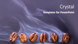 Presentation with coffee beans - Audience pleasing theme consisting of roasted-coffee-beans-seeds backdrop and a violet colored foreground