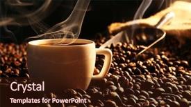  Presentation with coffee beans - Cool new slides with roasted coffee beans with cup backdrop and a wine colored foreground