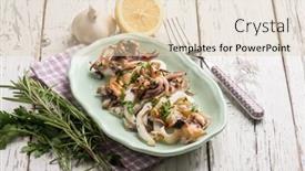 Presentation with lemon - Beautiful presentation featuring roasted-cuttlefish-with-parsley backdrop and a lemonade colored foreground