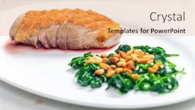  Presentation with pine - Presentation theme enhanced with roasted-duck-breast-served background and a coral colored foreground