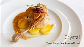 Presentation with duck - Presentation with roasted-duck-leg-with-potato background and a lemonade colored foreground