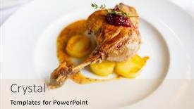  Presentation with duck - Colorful presentation theme enhanced with roasted-duck-leg-with-potato backdrop and a yellow colored foreground