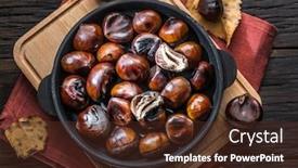  Presentation with fruits - Amazing presentation theme having roasted-edible-chestnut-fruits backdrop and a tawny brown colored foreground