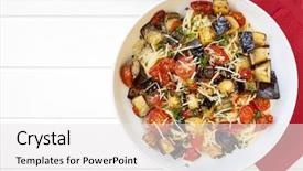  Presentation with eggplant - PPT theme consisting of roasted eggplant or aubergine background and a white colored foreground