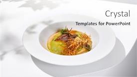  Presentation with restaurant menu - Presentation theme featuring roasted-fish-with-crispy-skin background and a white colored foreground