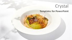  Presentation with restaurant menu - Slides featuring roasted-fish-with-crispy-skin background and a cream colored foreground