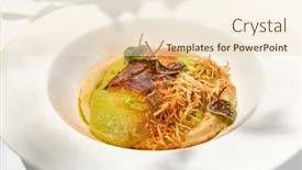  Presentation with restaurant menu - Slide set enhanced with roasted-fish-with-crispy-skin background and a lemonade colored foreground